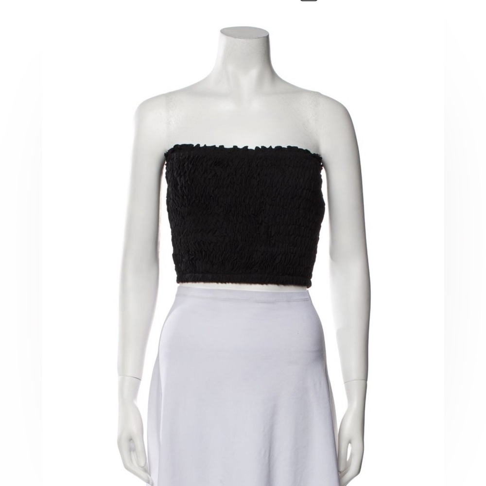 Alice+olivia Black Strapless Crop Top Sleeveless